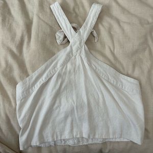 Abercrombie Women’s Large White Cropped Linen-Blend Halter Top